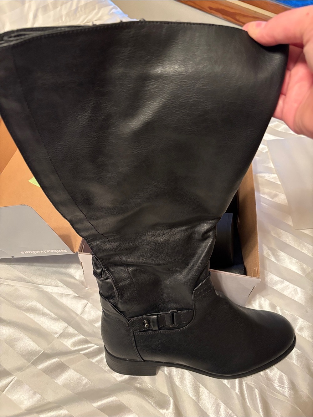 cloudwalkers Black Tall Buckle Riding Boots - Women's